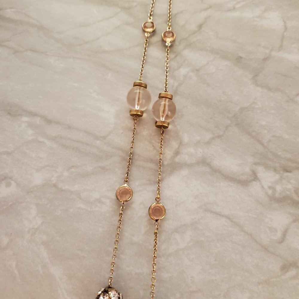 🎀 J.Crew Pink Rhinestones Crystal Beads Beaded Ball Station Sweater Necklace 🎀 - Picture 4 of 8